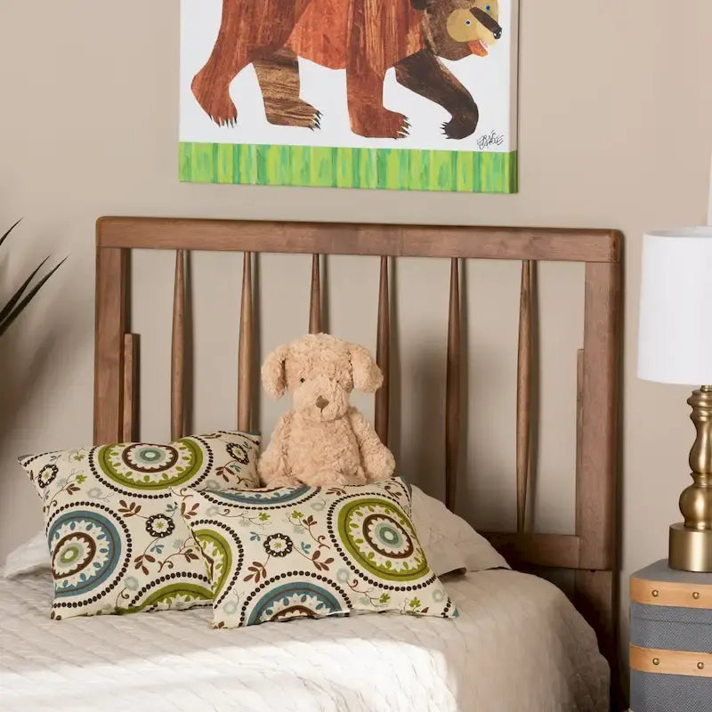 Tête de lit contemporaine en frêne et noyer, taille simple double queen king, accent de chambre à coucher
