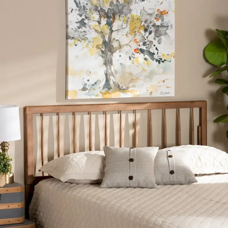 Tête de lit contemporaine en frêne et noyer, taille simple double queen king, accent de chambre à coucher