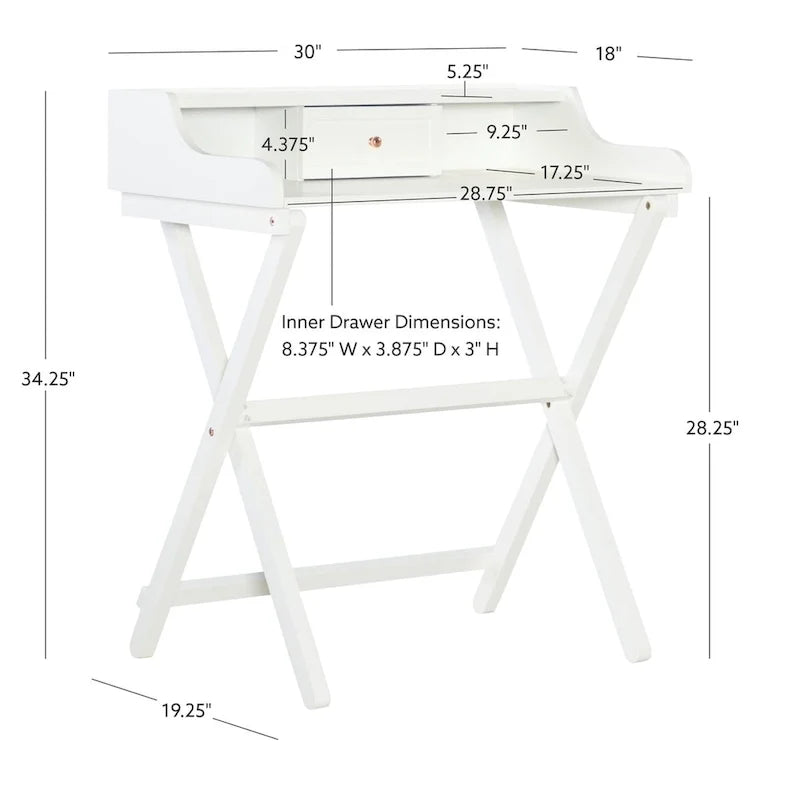 Bureau pliant en bois massif Clover