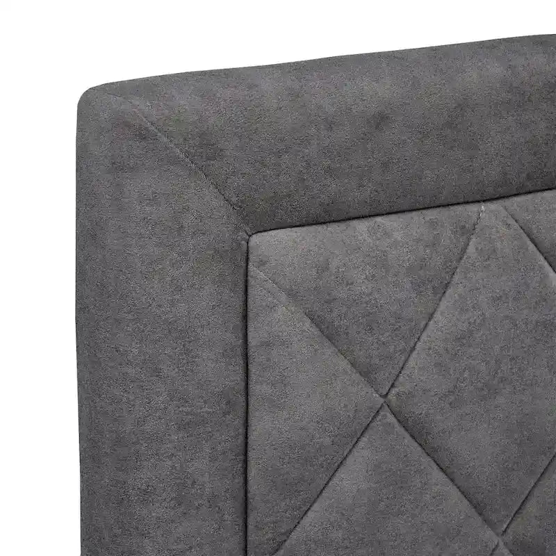 Lit plateforme rembourré en velours, King Queen Full, velours gris crème bleu foncé