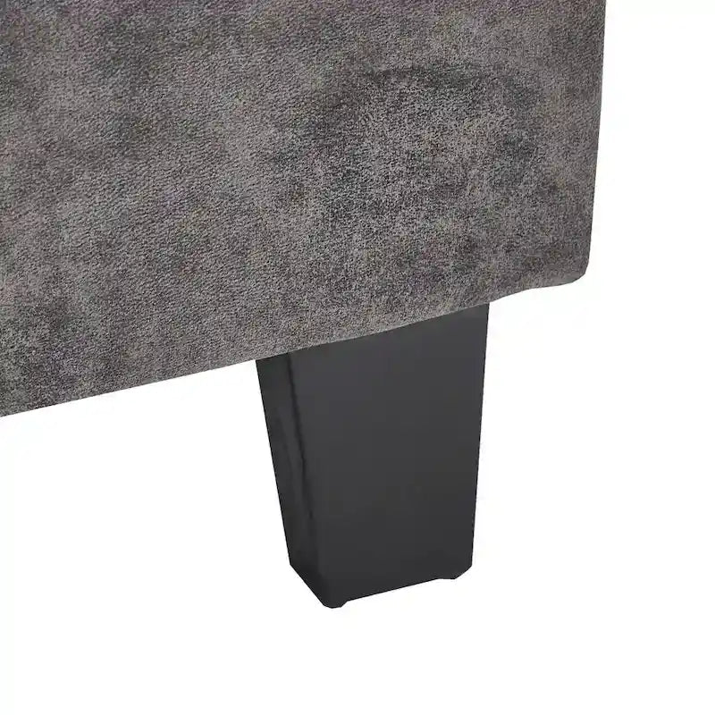 Lit plateforme rembourré en velours, King Queen Full, velours gris crème bleu foncé