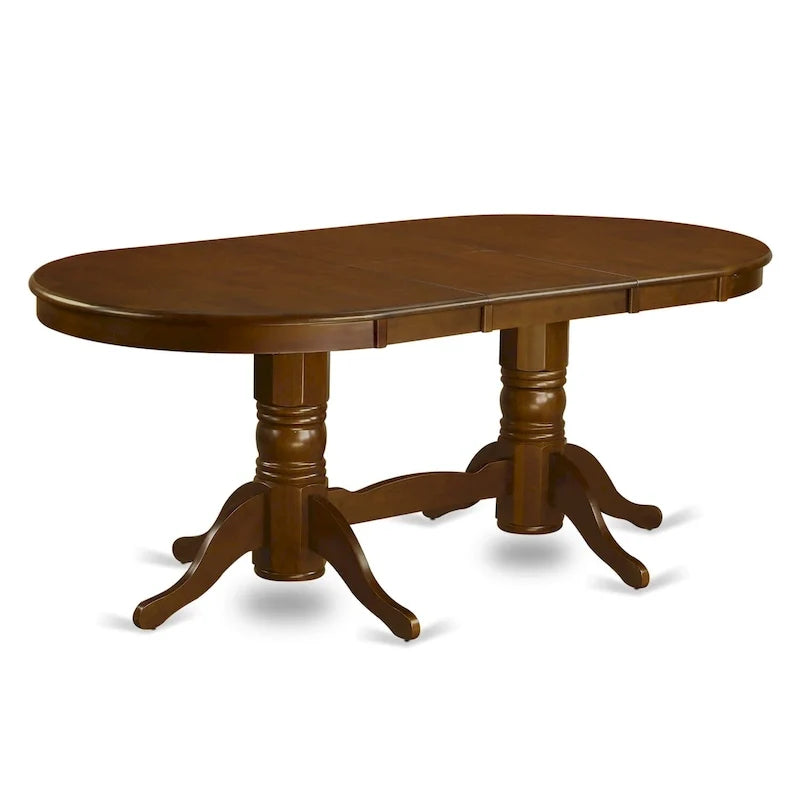 Table de salle à manger ovale avec double pied central, plusieurs options de finition du bois