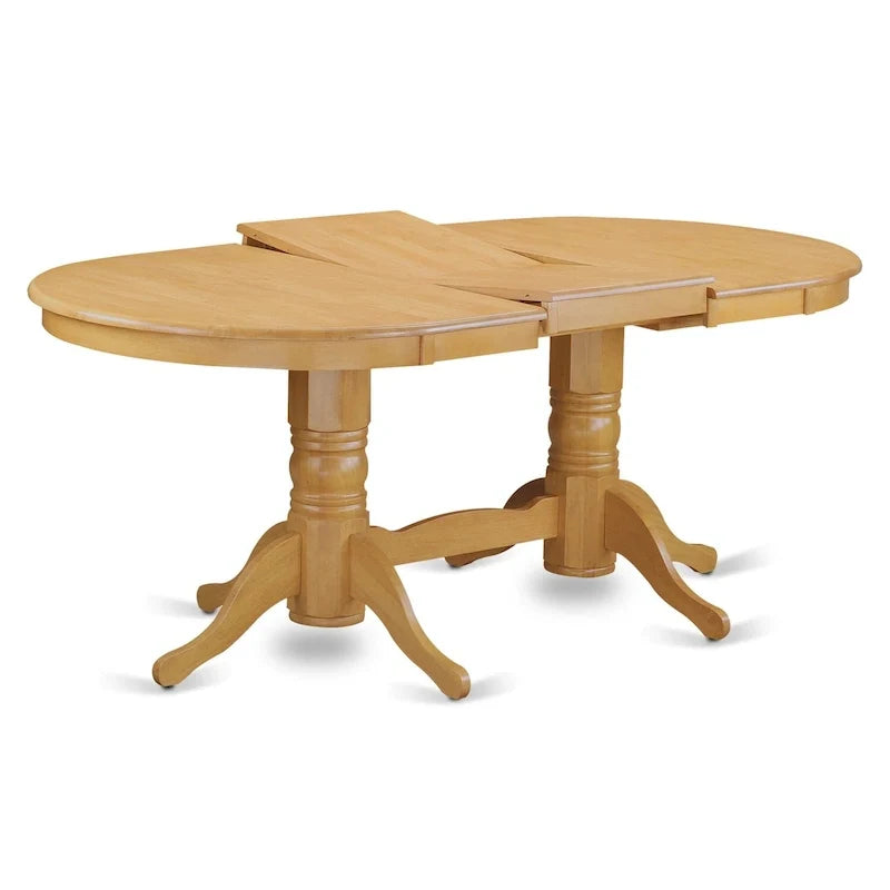 Table de salle à manger ovale avec double pied central, plusieurs options de finition du bois