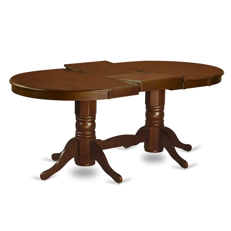 Table de salle à manger ovale avec double pied central, plusieurs options de finition du bois