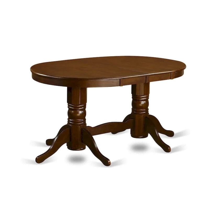 Table de salle à manger ovale avec double pied central, plusieurs options de finition du bois