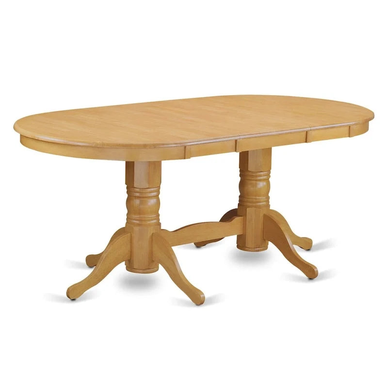 Table de salle à manger ovale avec double pied central, plusieurs options de finition du bois