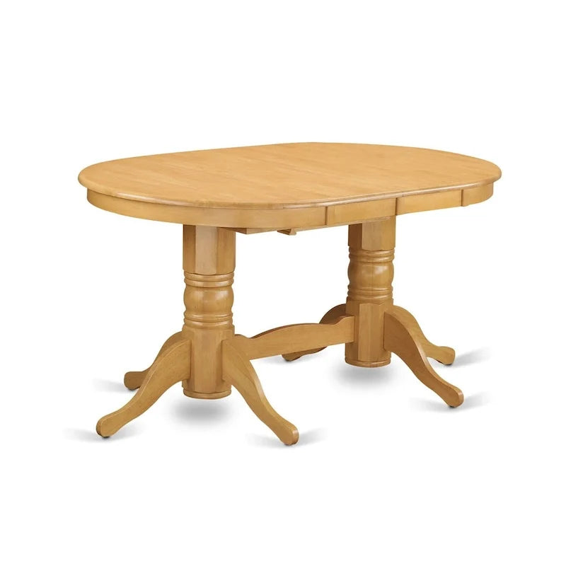 Table de salle à manger ovale avec double pied central, plusieurs options de finition du bois