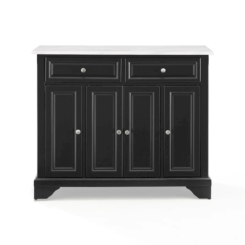 Dessert d'îlot de cuisine avec rangement, 45,7x106,7x91,4 cm, blanc et noir vieilli