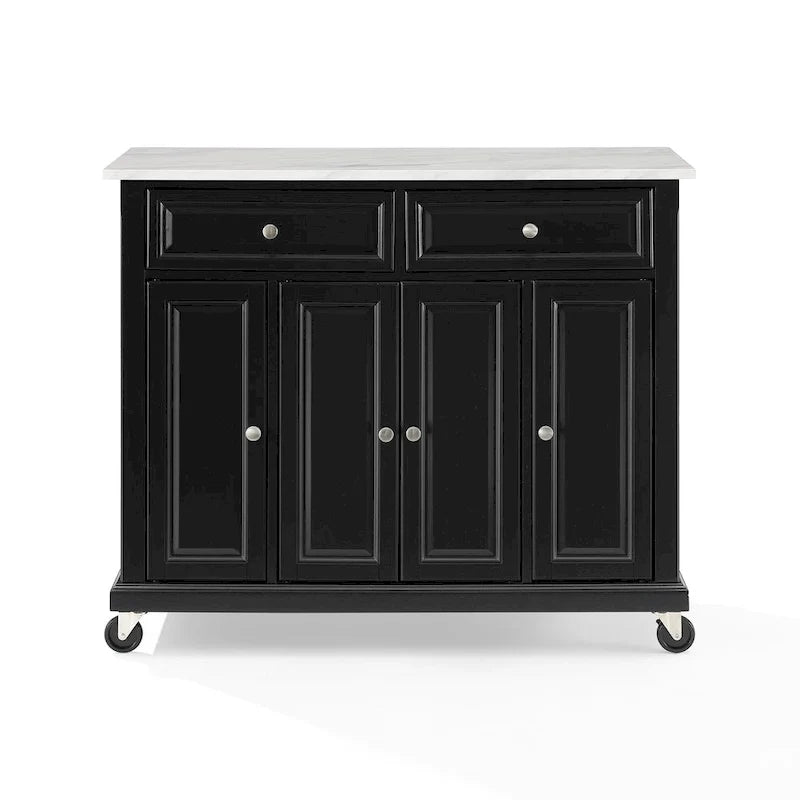 Dessert d'îlot de cuisine avec rangement, 45,7x106,7x91,4 cm, blanc et noir vieilli
