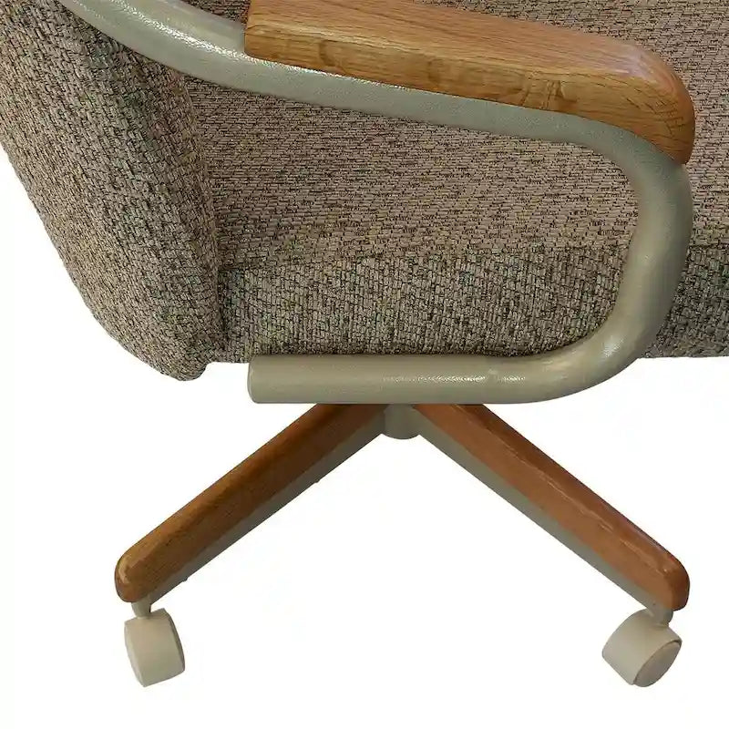 Fauteuil à roulettes Britney de Caster Chair Company en tissu tweed blé