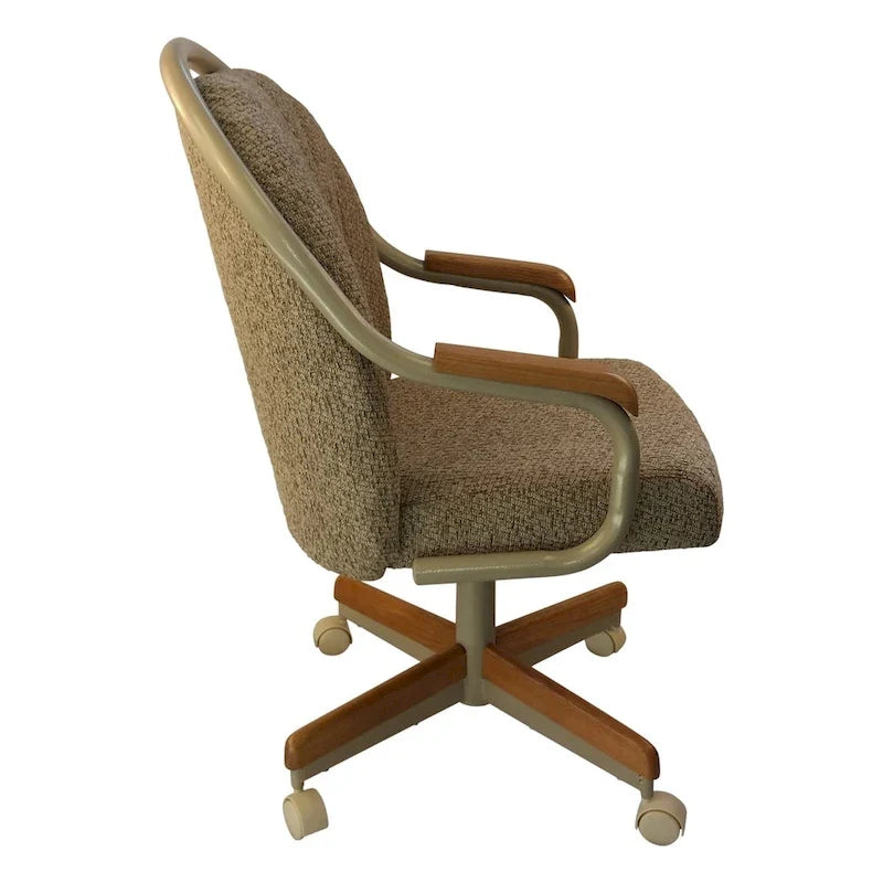 Fauteuil à roulettes Britney de Caster Chair Company en tissu tweed blé