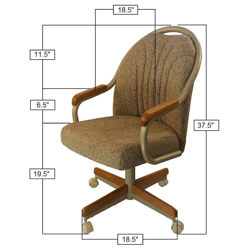 Fauteuil à roulettes Britney de Caster Chair Company en tissu tweed blé
