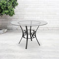 Table à manger ronde en verre de 45" avec piètement métallique de style croissant