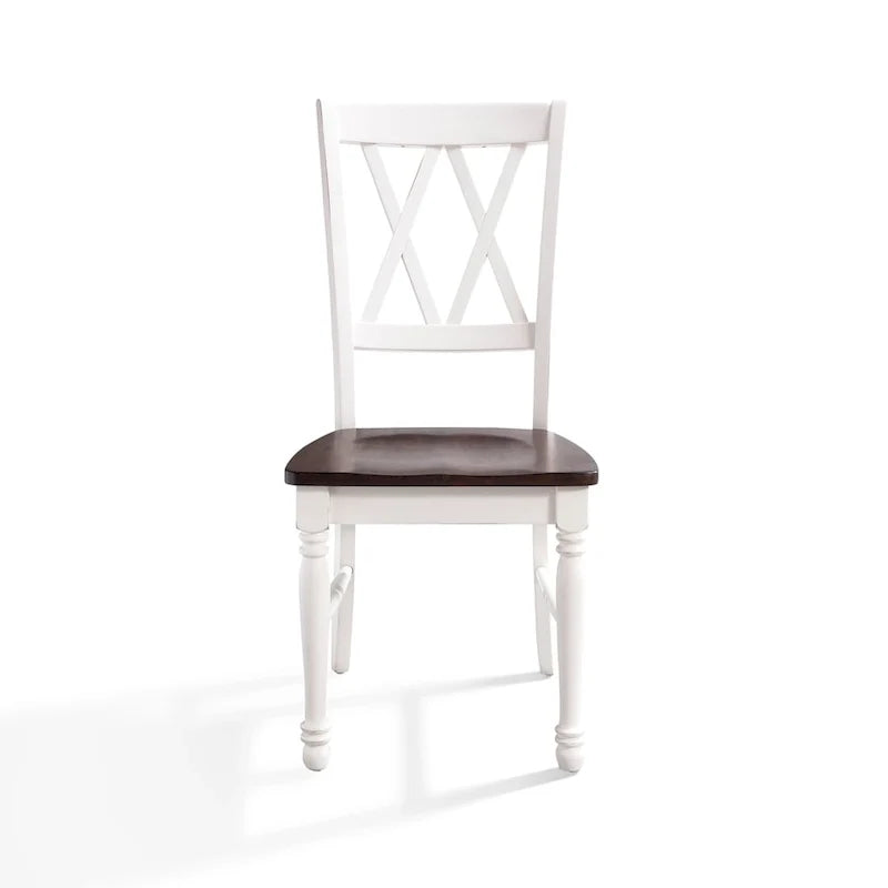 Lot de 2 chaises de salle à manger en bois, Cerise et Blanc antique, 17,75" L x 23,5" P x 39" H