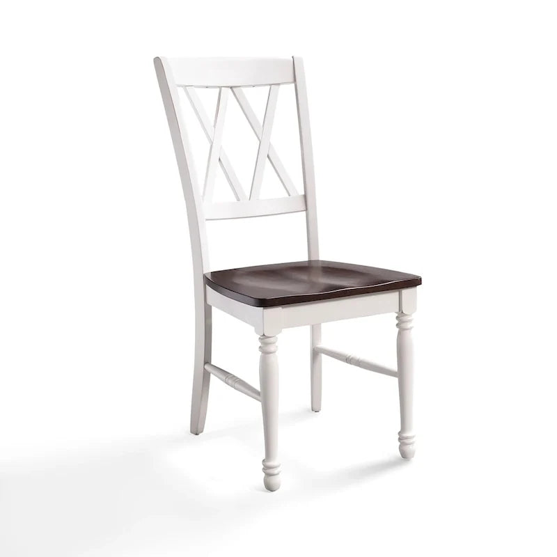 Lot de 2 chaises de salle à manger en bois, Cerise et Blanc antique, 17,75" L x 23,5" P x 39" H