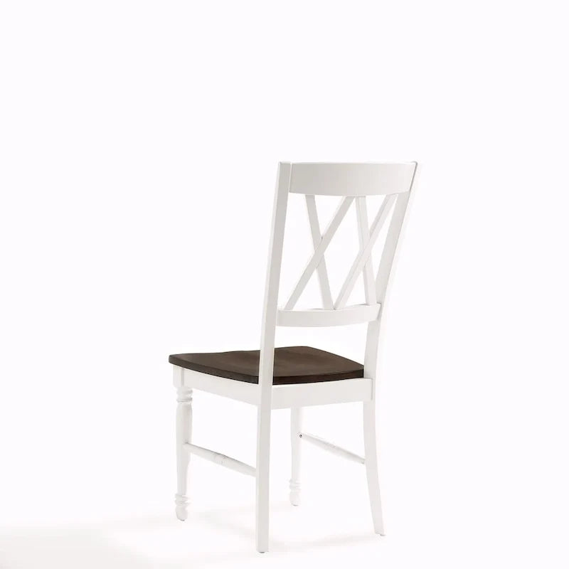 Lot de 2 chaises de salle à manger en bois, Cerise et Blanc antique, 17,75" L x 23,5" P x 39" H