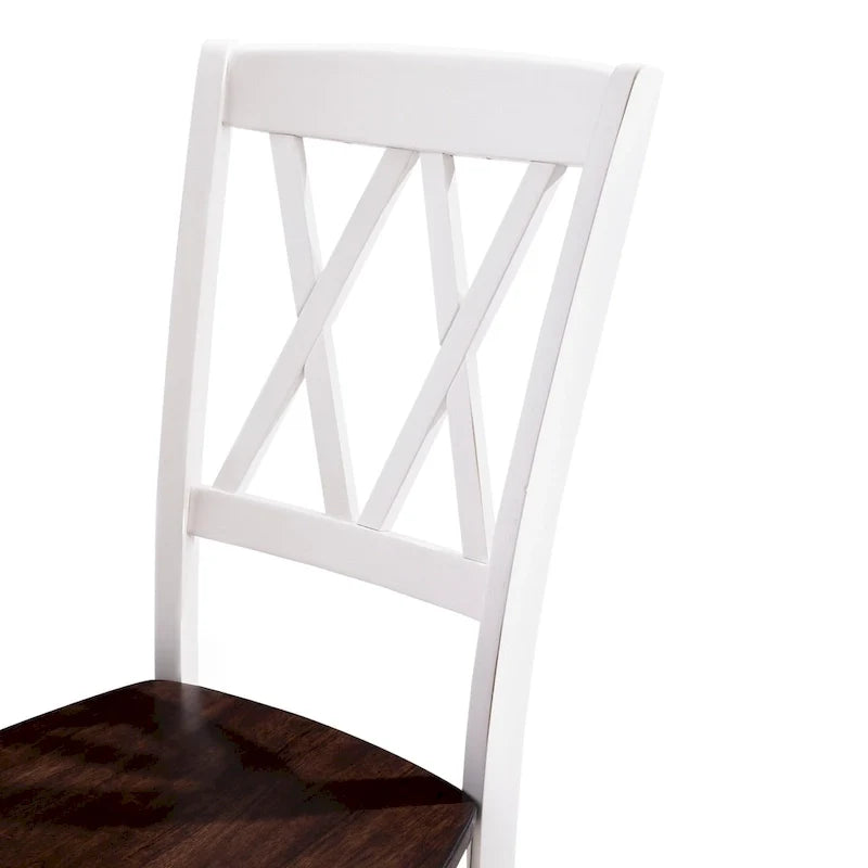 Lot de 2 chaises de salle à manger en bois, Cerise et Blanc antique, 17,75" L x 23,5" P x 39" H