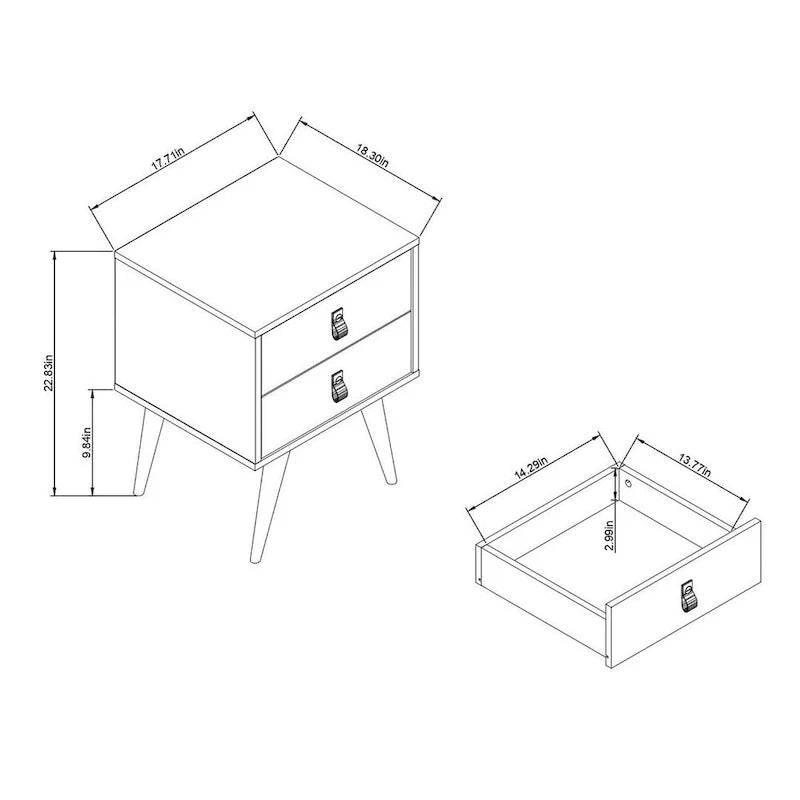 Table de chevet avec poignées en similicuir, finition blanc bleu naturel, table d'appoint de chambre