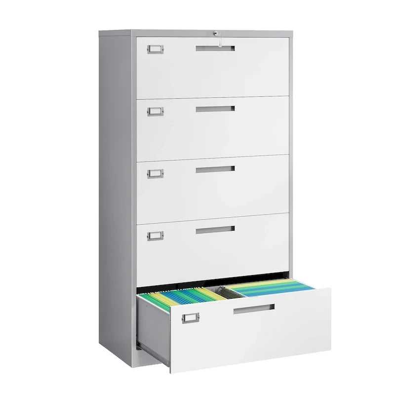 Armoire de classement latérale en acier à 5 tiroirs