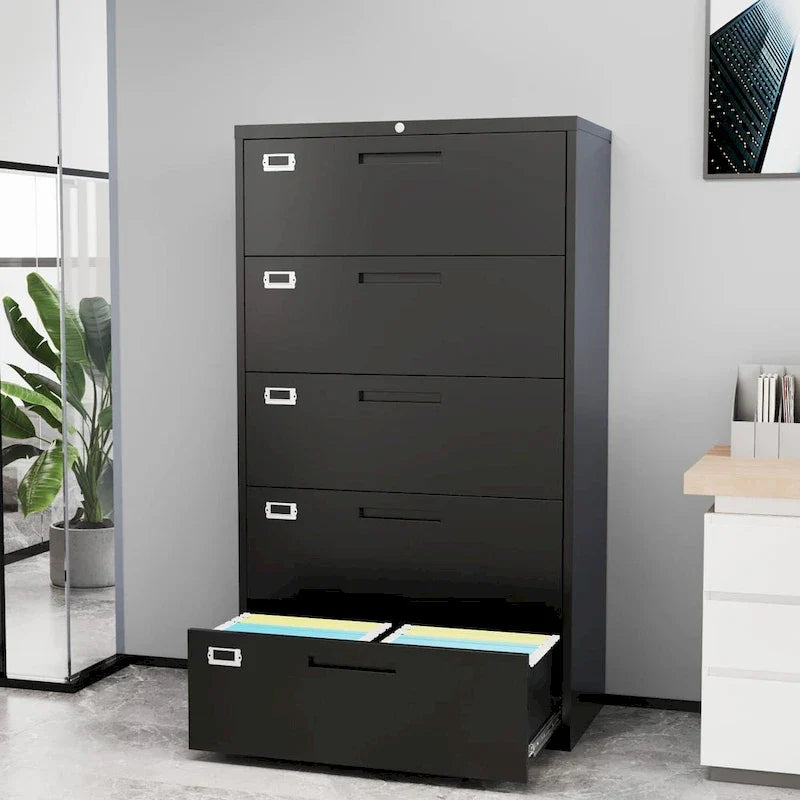 Armoire de classement latérale en acier à 5 tiroirs