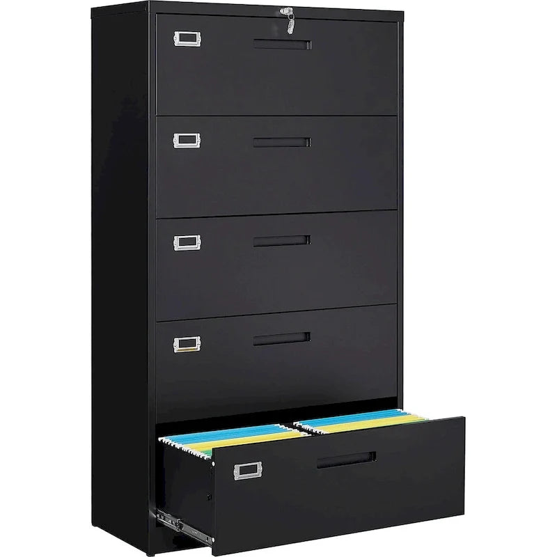 Armoire de classement latérale en acier à 5 tiroirs
