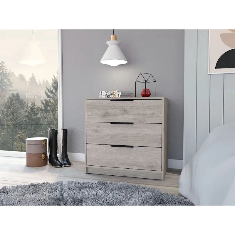 3 Drawers Dresser Maryland, Superior Top, Light Gray Finish,High quality and durable