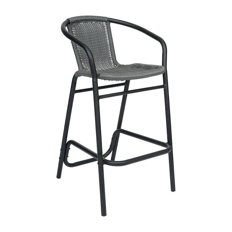 Tabourets de bar en rotin pour l'intérieur et l'extérieur, lot de 2