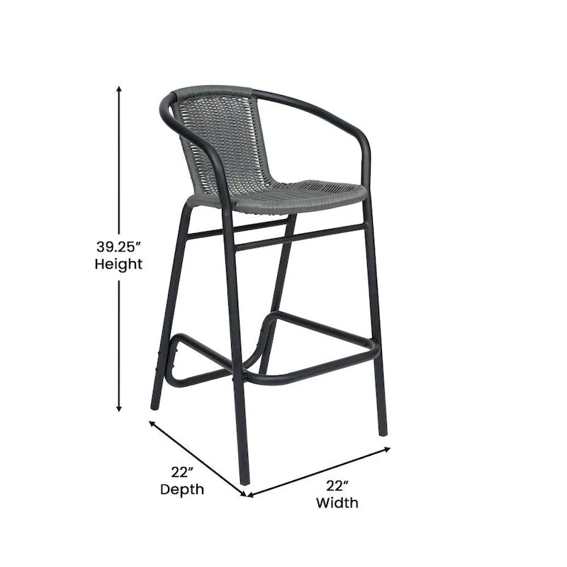 Tabourets de bar en rotin pour l'intérieur et l'extérieur, lot de 2