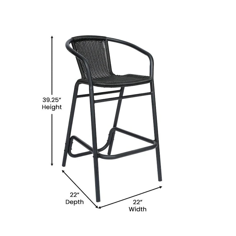 Tabourets de bar en rotin pour l'intérieur et l'extérieur, lot de 2