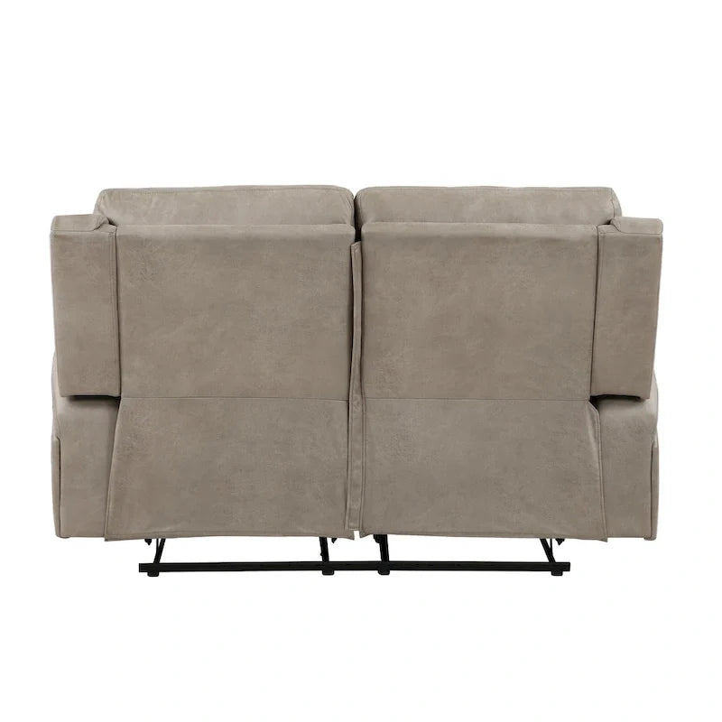 Causeuse inclinable double manuelle Patsy 62 pouces, microfibre marron capitonnée