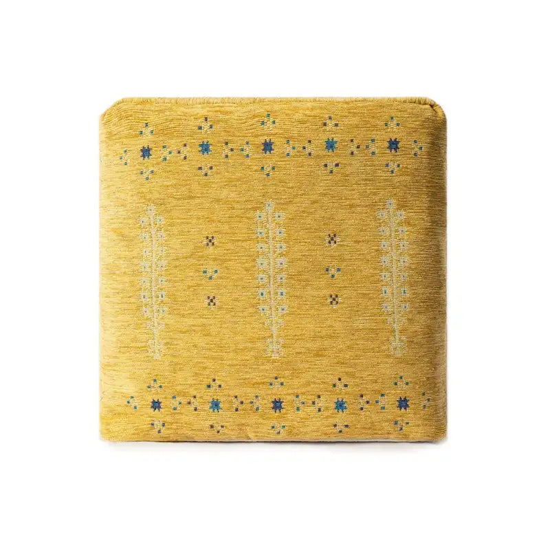 Pouf ottoman abstrait 18 pouces, jaune, coussin de sol rond