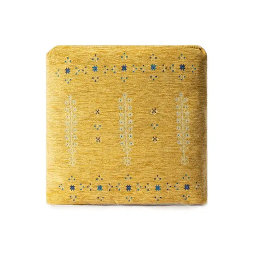 Pouf ottoman abstrait 18 pouces, jaune, coussin de sol rond