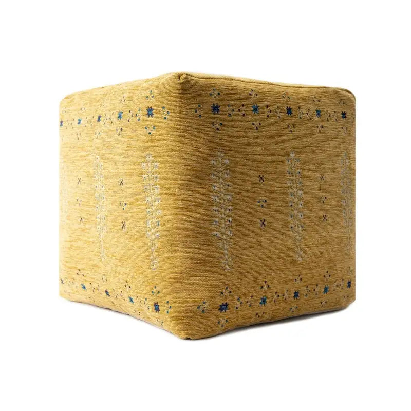 Pouf ottoman abstrait 18 pouces, jaune, coussin de sol rond