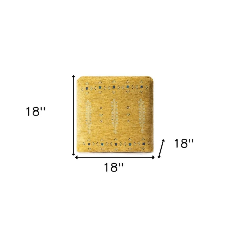 Pouf ottoman abstrait 18 pouces, jaune, coussin de sol rond