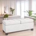 Banc Coffre de Rangement Rembourré de 117 cm avec Cadre en Acier