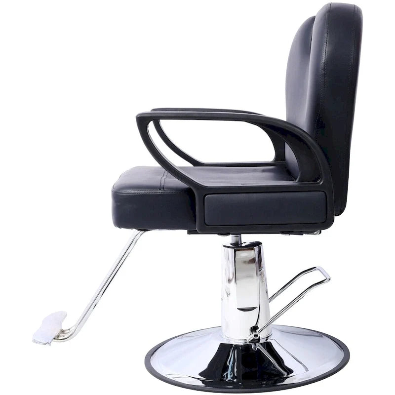 Fauteuil de barbier hydraulique robuste, Fauteuil de salon inclinable, Siège extra large, Noir et marron