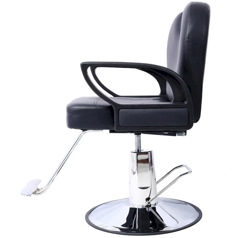 Fauteuil de barbier hydraulique robuste, Fauteuil de salon inclinable, Siège extra large, Noir et marron