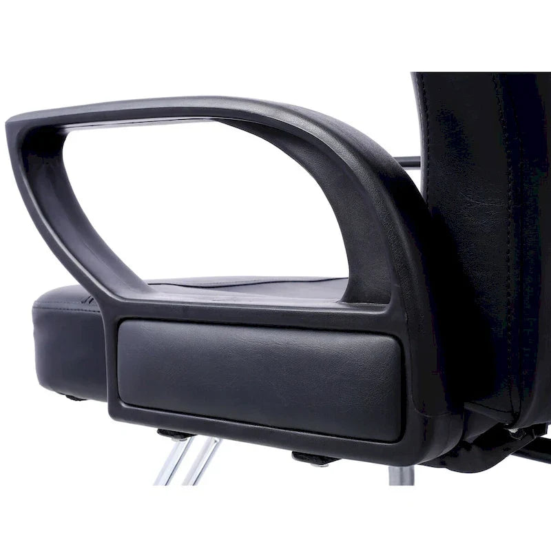 Fauteuil de barbier hydraulique robuste, Fauteuil de salon inclinable, Siège extra large, Noir et marron