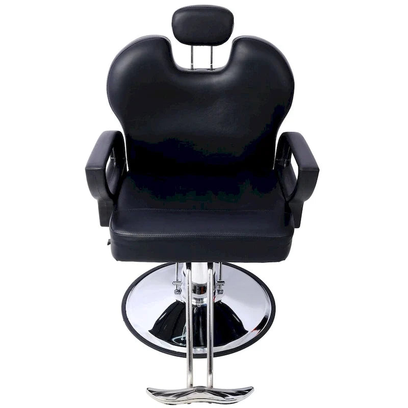 Fauteuil de barbier hydraulique robuste, Fauteuil de salon inclinable, Siège extra large, Noir et marron