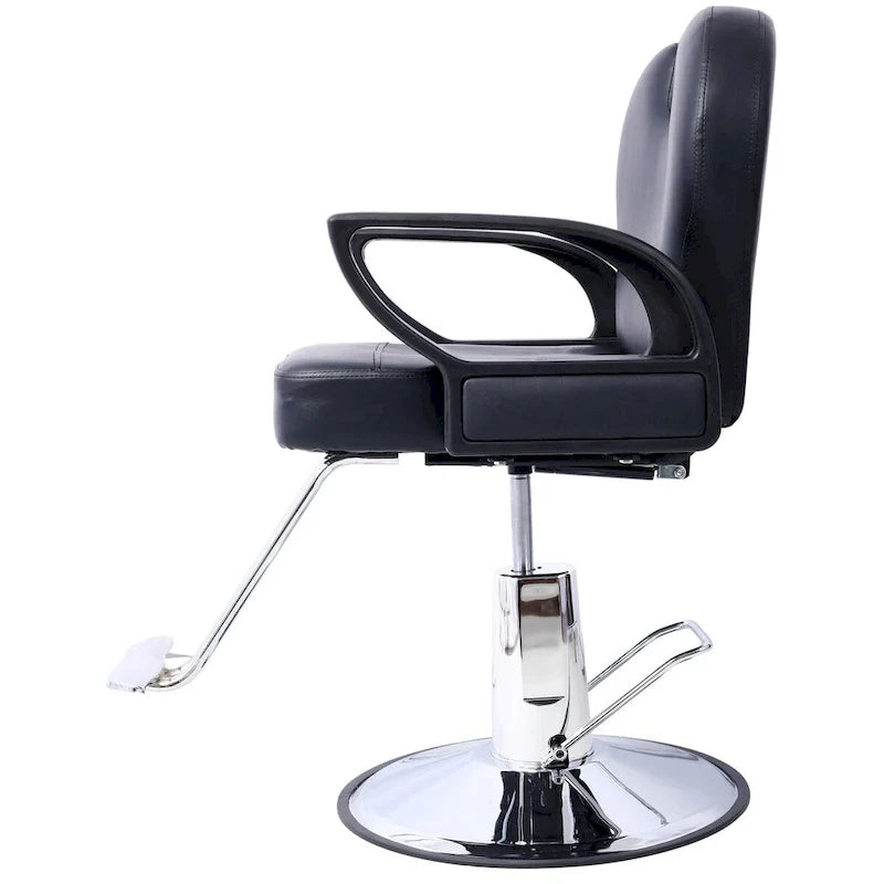 Fauteuil de barbier hydraulique robuste, Fauteuil de salon inclinable, Siège extra large, Noir et marron