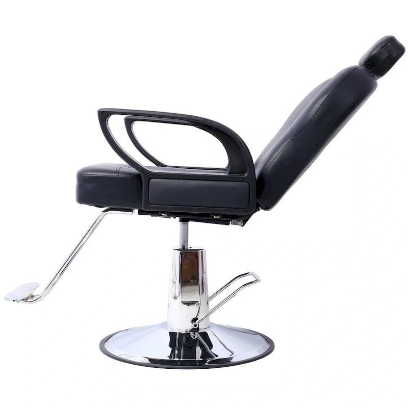 Fauteuil de barbier hydraulique robuste, Fauteuil de salon inclinable, Siège extra large, Noir et marron