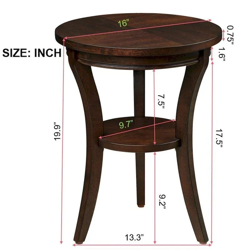 Table d'appoint ronde en bois de 16 pouces