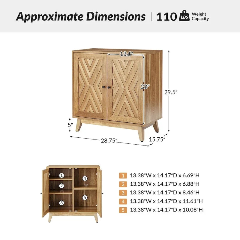 Meuble d'appoint 2 portes Joseph Midcentury 30Tall par HULALA HOME