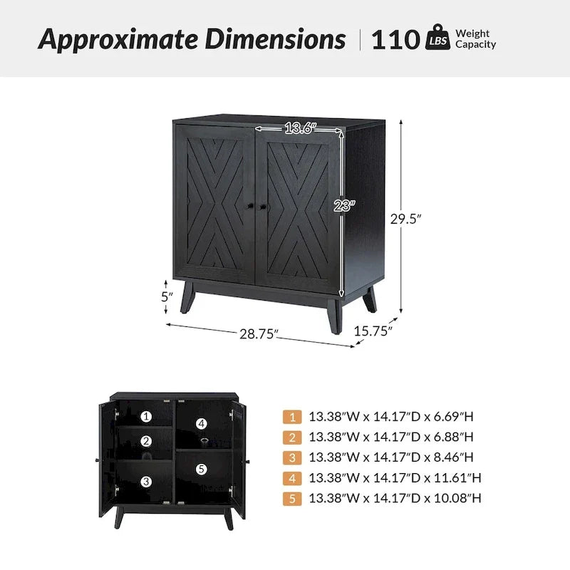 Meuble d'appoint 2 portes Joseph Midcentury 30Tall par HULALA HOME