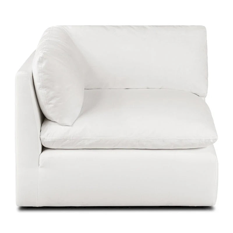 Canapé d'angle modulable 4 places en L, réversible, tissu coton blanc