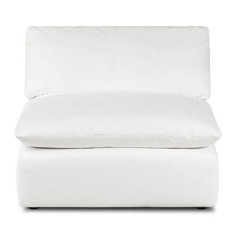 Canapé d'angle modulable 4 places en L, réversible, tissu coton blanc