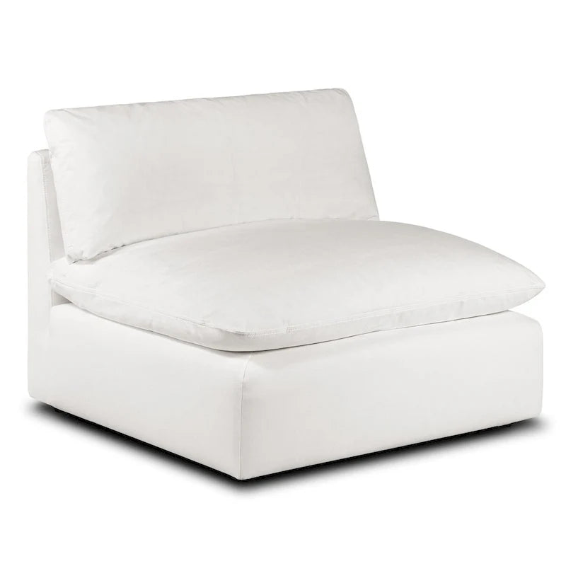 Canapé d'angle modulable 4 places en L, réversible, tissu coton blanc