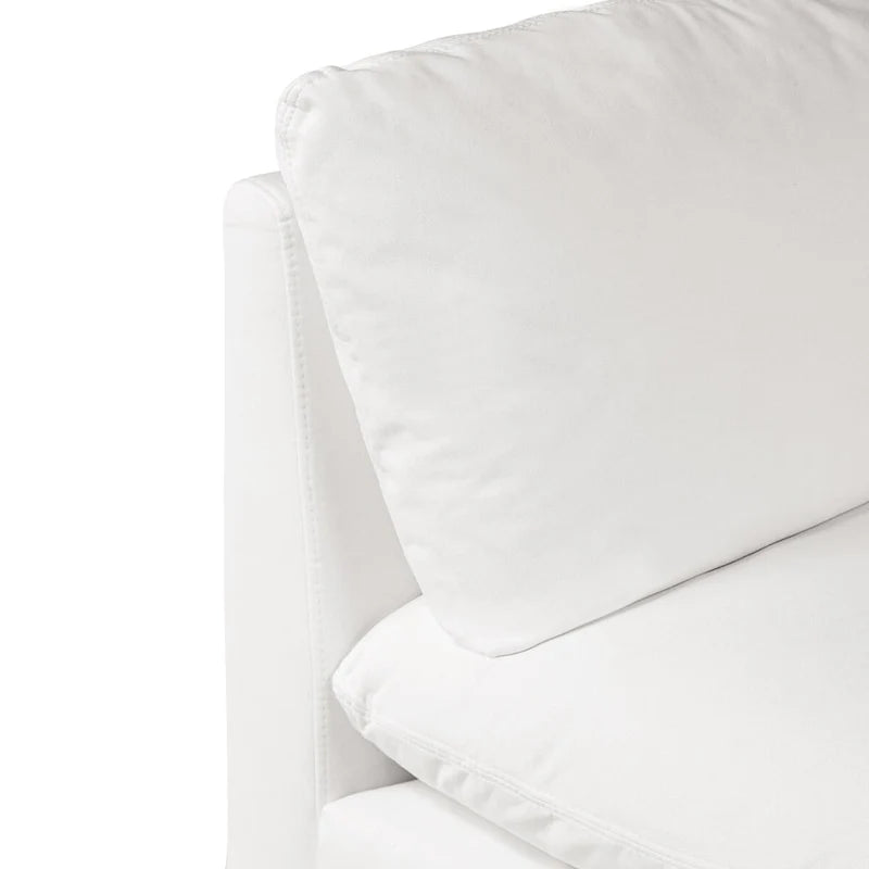 Canapé d'angle modulable 4 places en L, réversible, tissu coton blanc