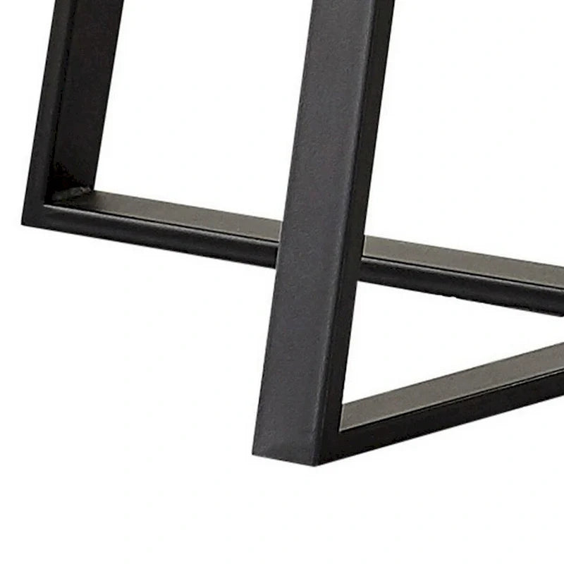 Table basse de 36 pouces, plateau en faux marbre, base métallique robuste, blanc, noir