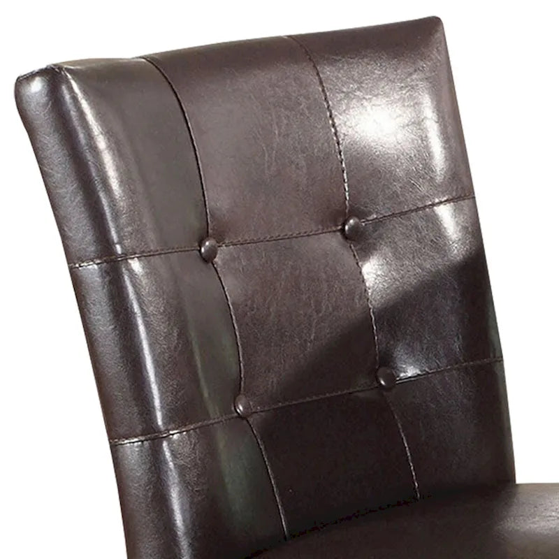 Chaise de comptoir en bois rembourrée en cuir, brun, ensemble de 2